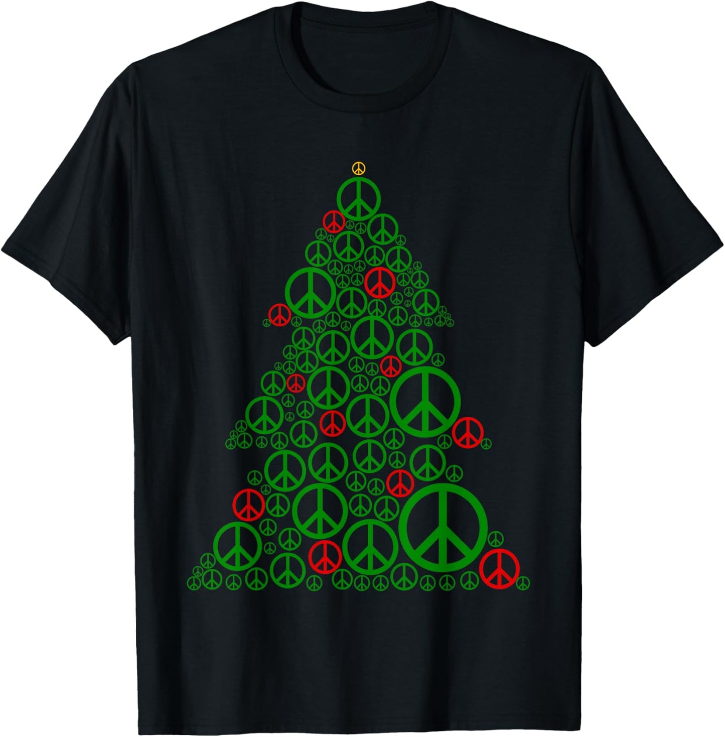 PEACE SIGN Christmas Tree | Hippies Xmas Shirts T-Shirt - T-Shirt | Black