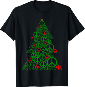 PEACE SIGN Christmas Tree | Hippies Xmas Shirts T-Shirt - T-Shirt | Black