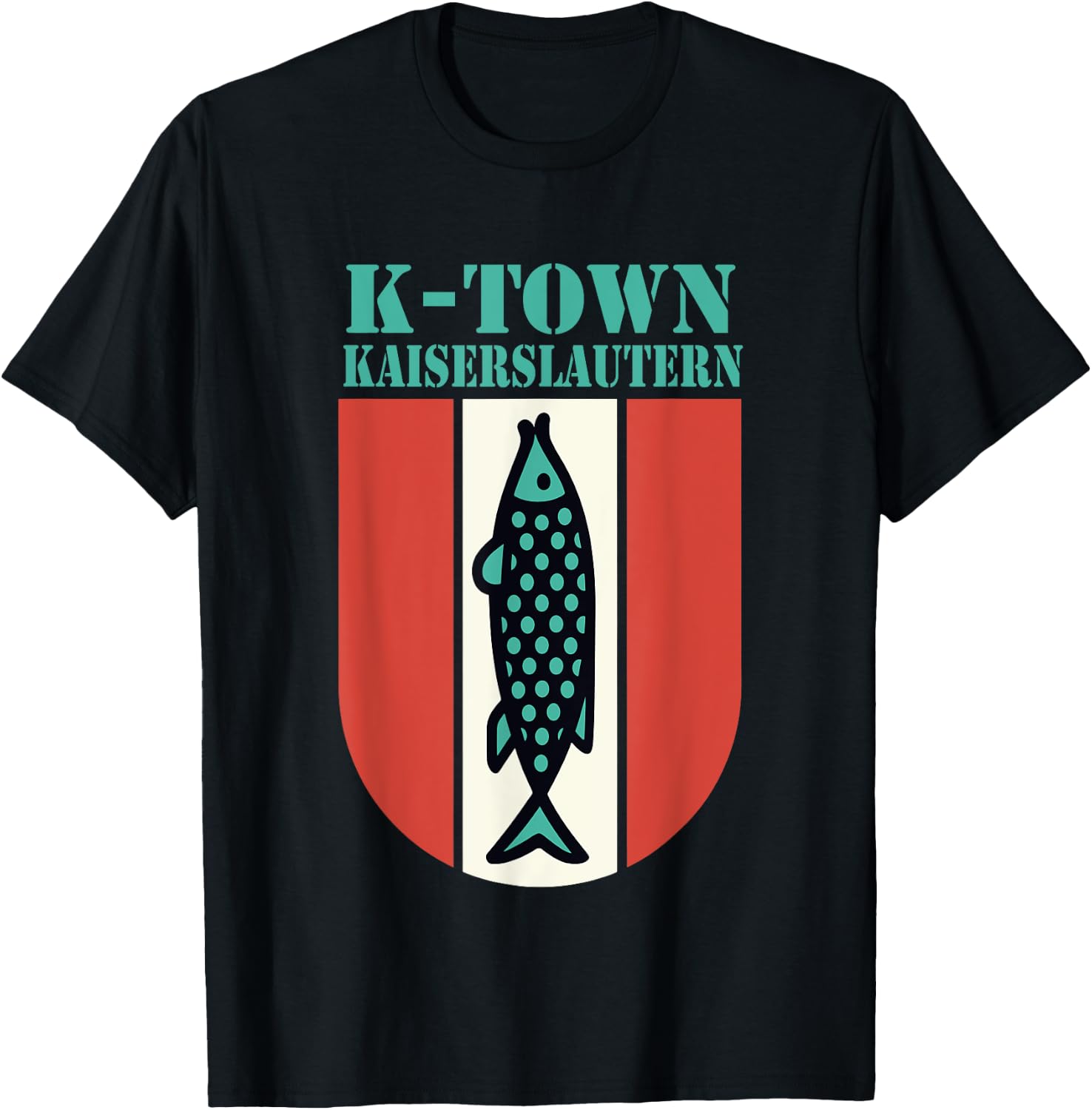 K-Town Kaiserslautern Germany Fish Emblem Vintage T-Shirt - T-Shirt | Black