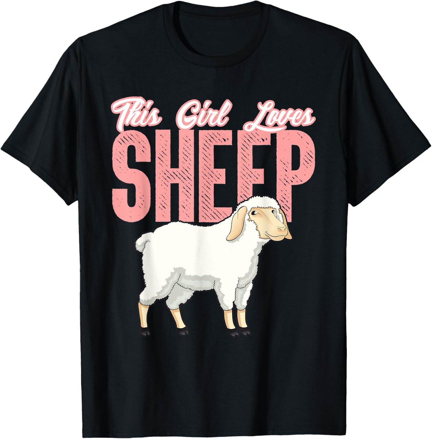 This Girl Loves Sheep Cute Sheep product for Girls and Women T-Shirt - T-Shirt | Black