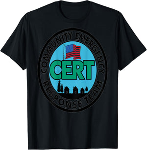 CERT Community Emergency Response Team Black Letters Back T-Shirt - T-Shirt | Black