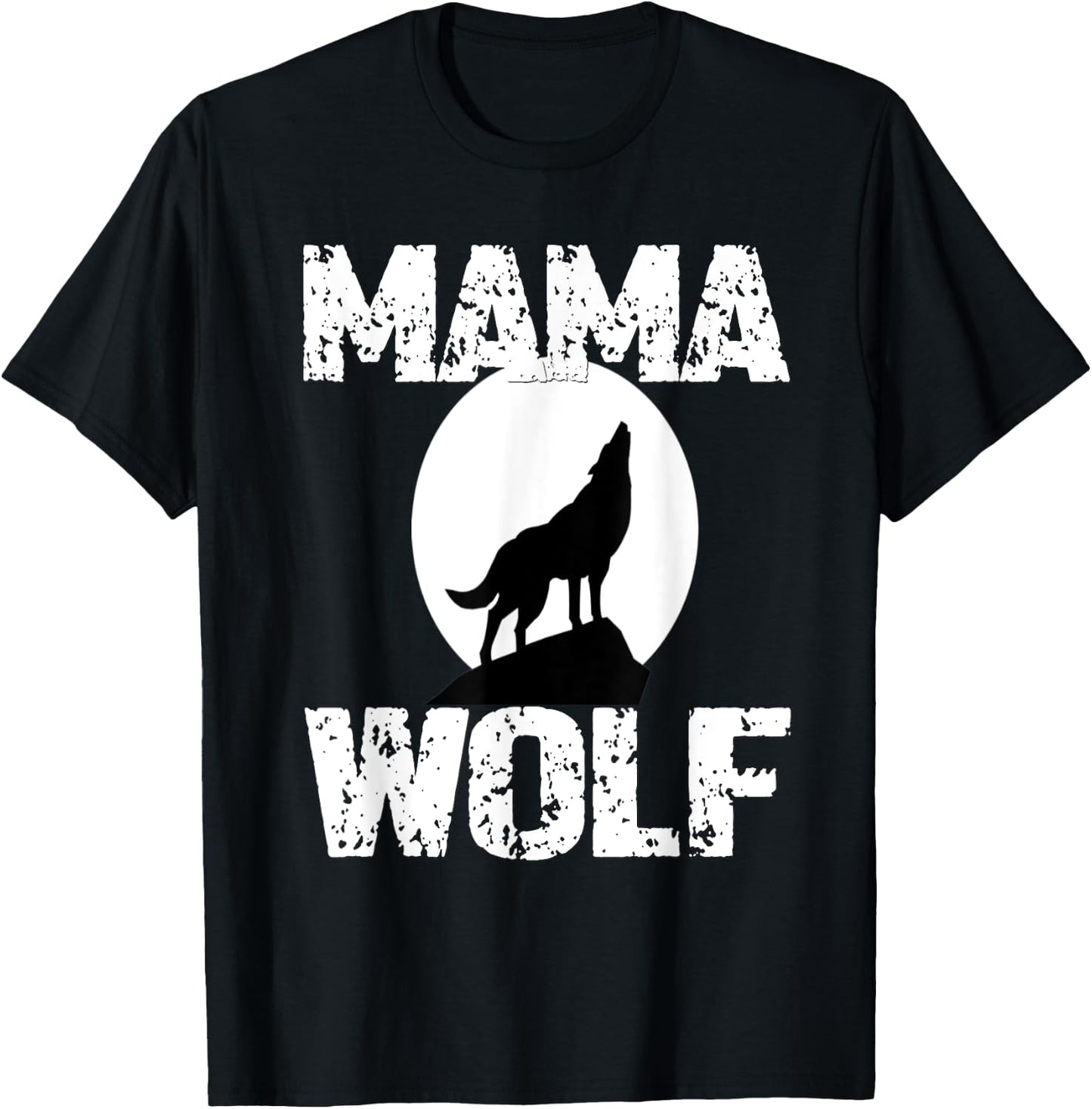 Mama Wolf Matching Family Tribe Wolves Moon Woman T-Shirt - T-Shirt | Black