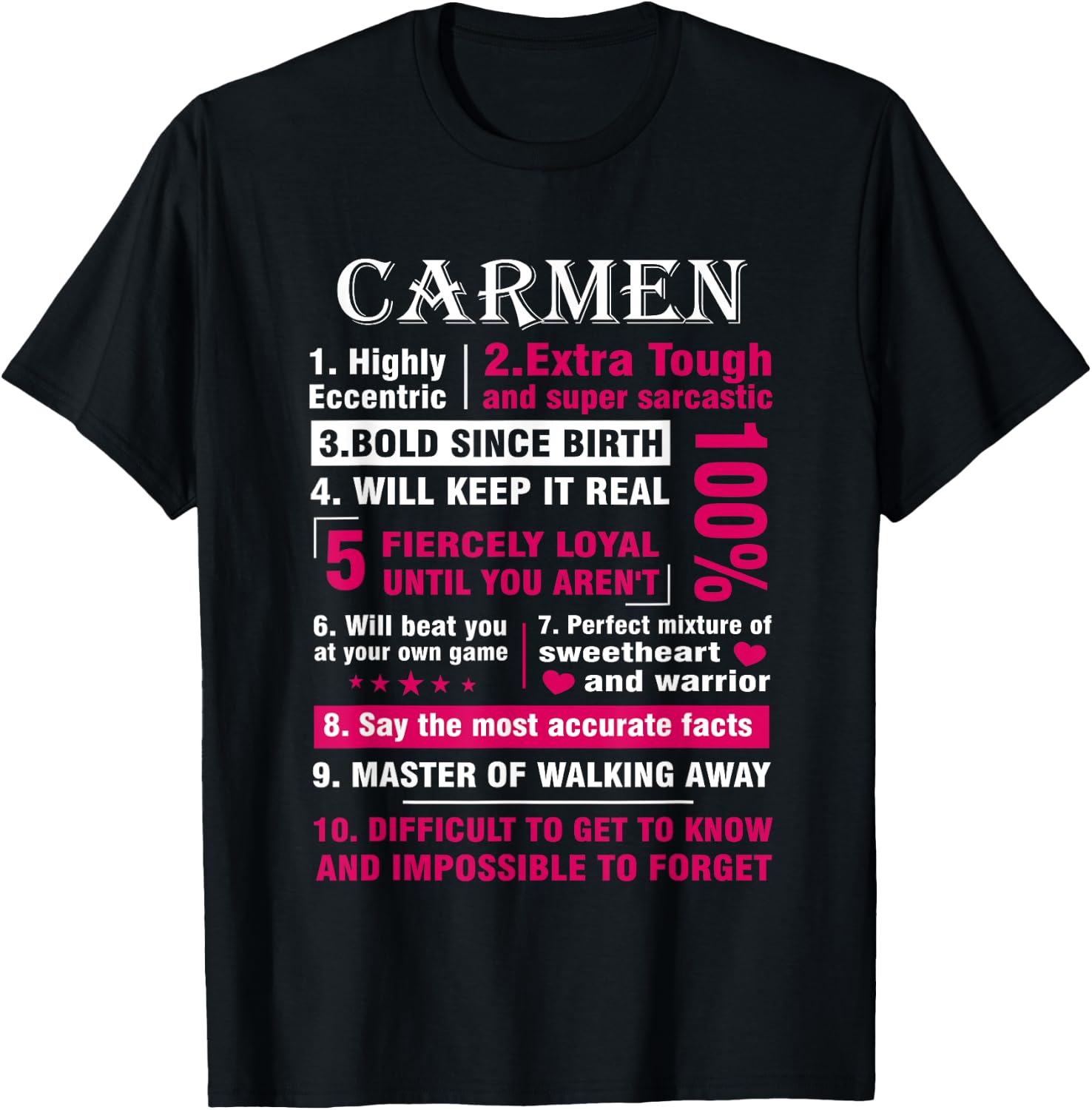 CARMEN Highly Eccentric 10 Facts Shirt First Name shirt T-Shirt - T-Shirt | Black