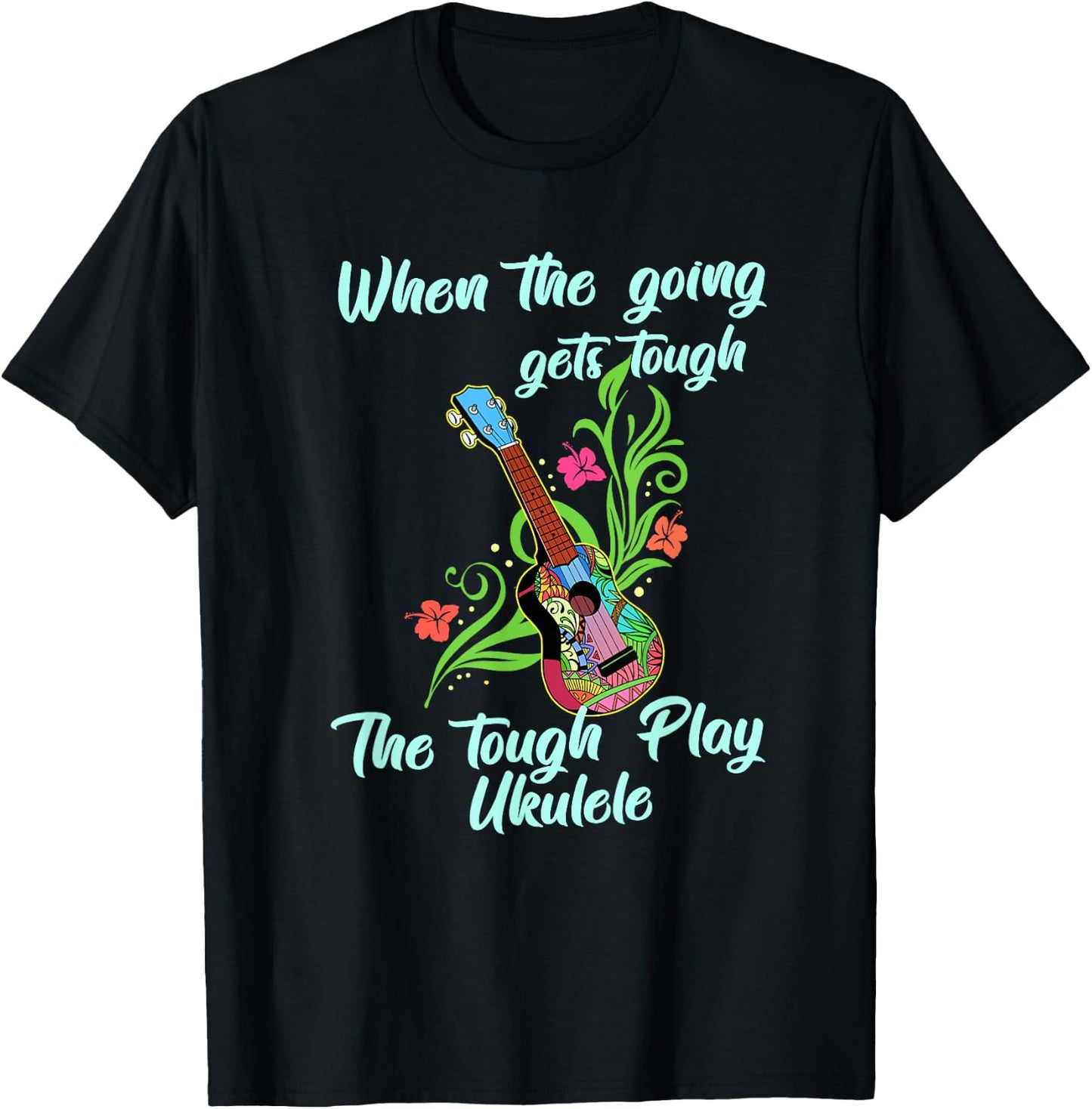 Cool Ukulele Hawaii Tropical Music Gift Shirt Ukulele Player T-Shirt - T-Shirt | Black