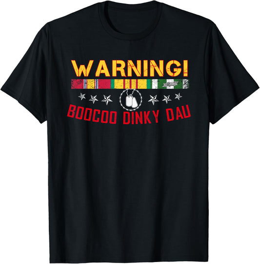 Vietnam Veteran Shirt Boocoo Dinky Dau T-Shirt - T-Shirt | Black