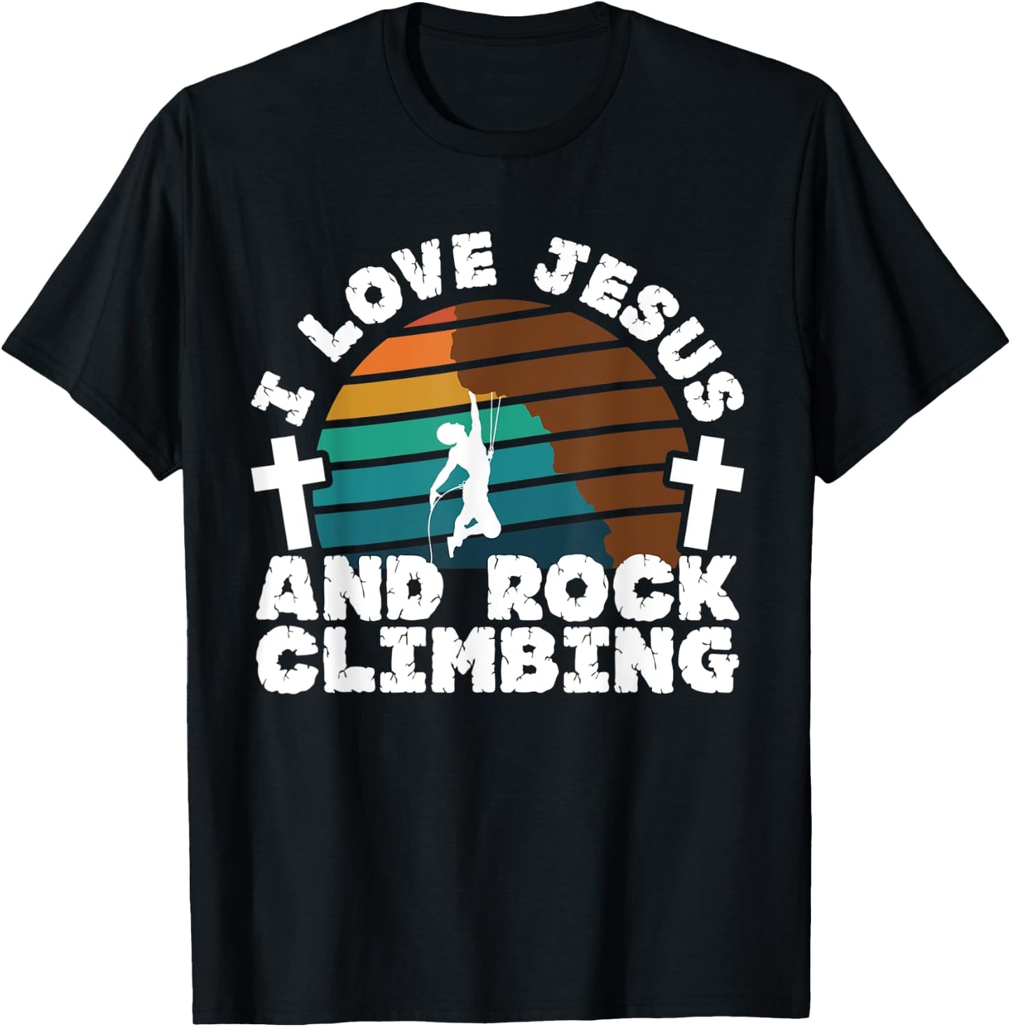I Love Jesus And Rock Climbing Christian Faith Fitness Gift T-Shirt - T-Shirt | Black