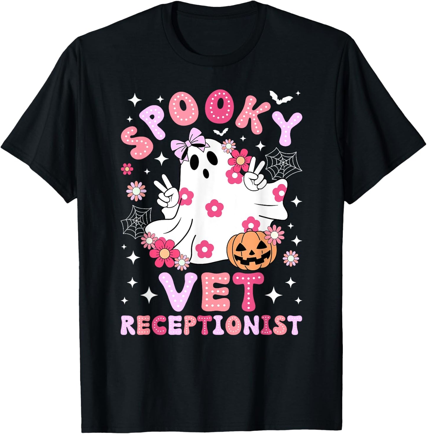 Spooky Vet Receptionist Halloween Veterinarian Receptionist T-Shirt - T-Shirt | Black