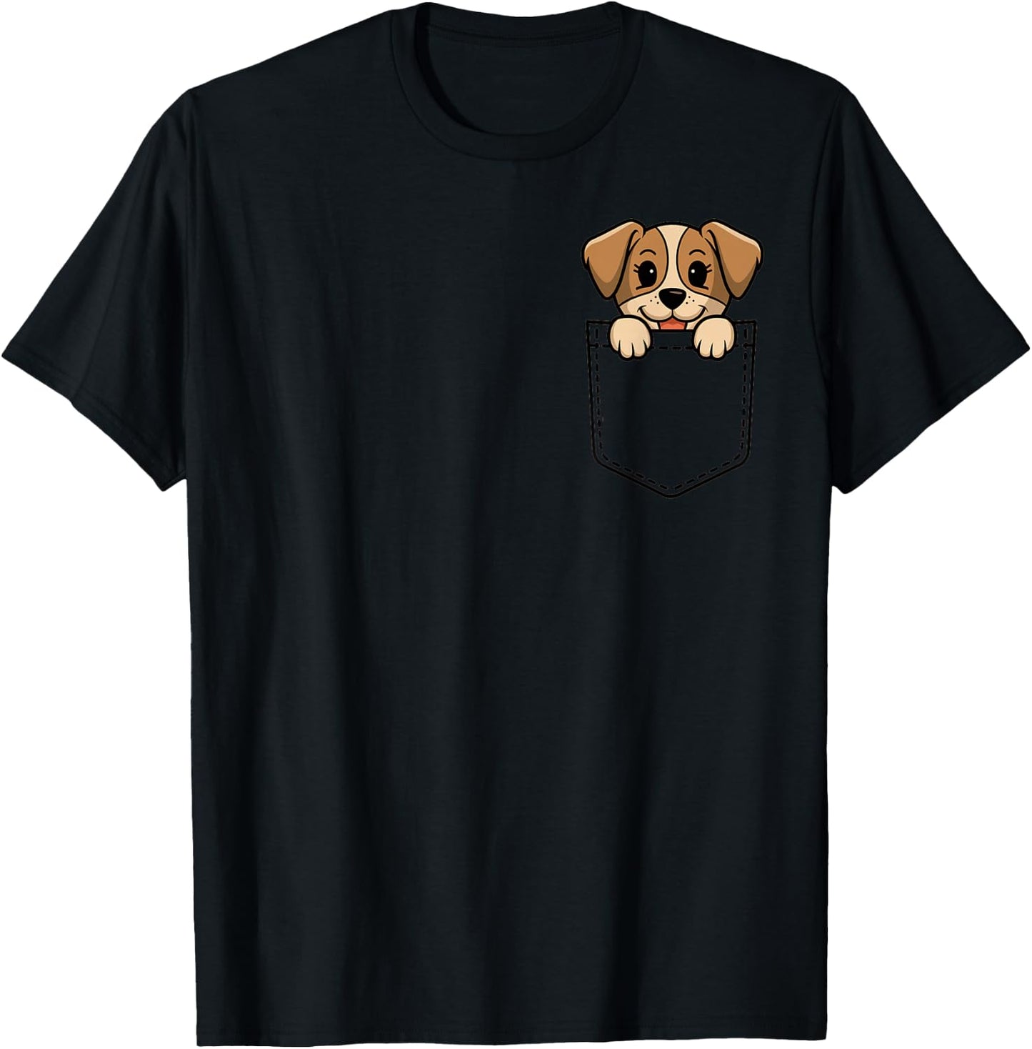 Boys Girls Toddler Cute Zoo Animal Adorable Puppy in Pocket T-Shirt - T-Shirt | Black
