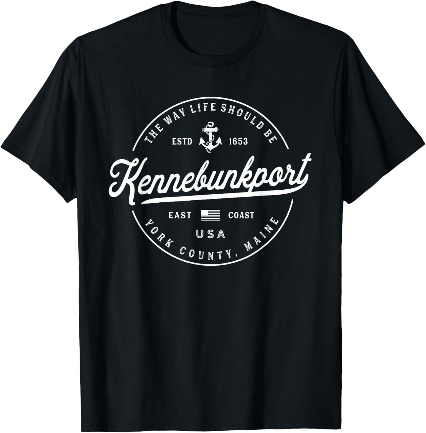NAUTICAL Anchor Kennebunkport Maine Travel Vacation T-Shirt - T-Shirt | Black