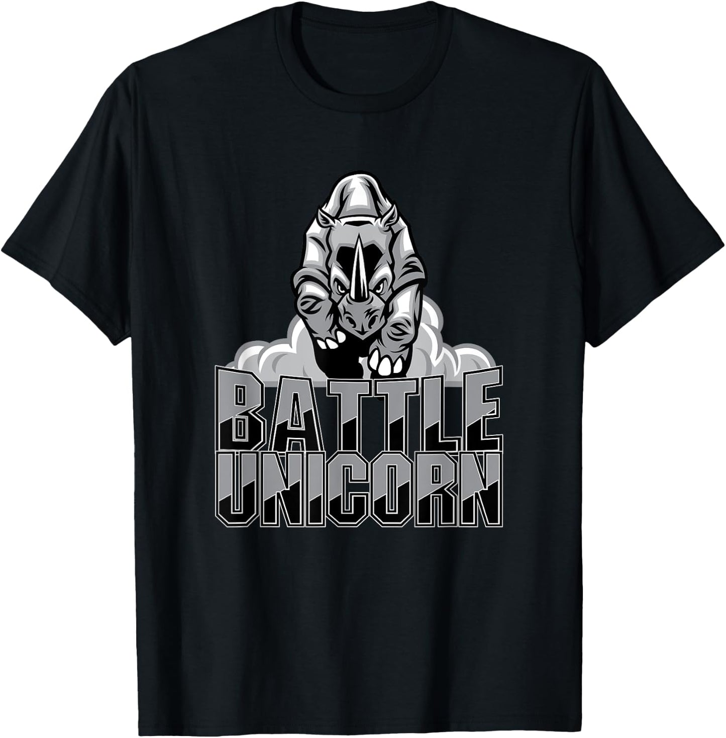 Battle Unicorn - Funny Rhino Rainbow Safari T-Shirt - T-Shirt | Black