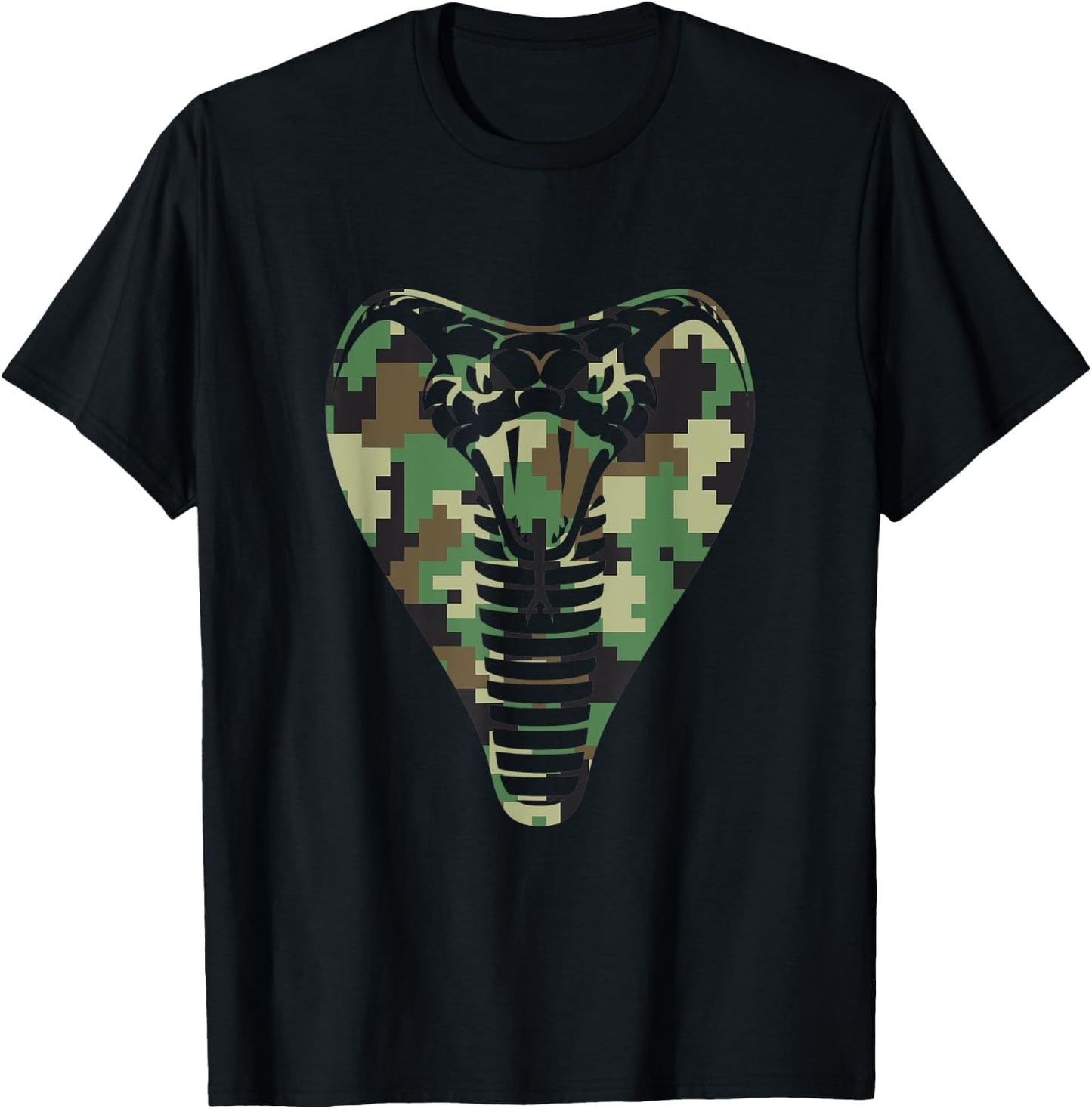 Camouflage King Cobra Snake Lover Graphic T-Shirt - T-Shirt | Black
