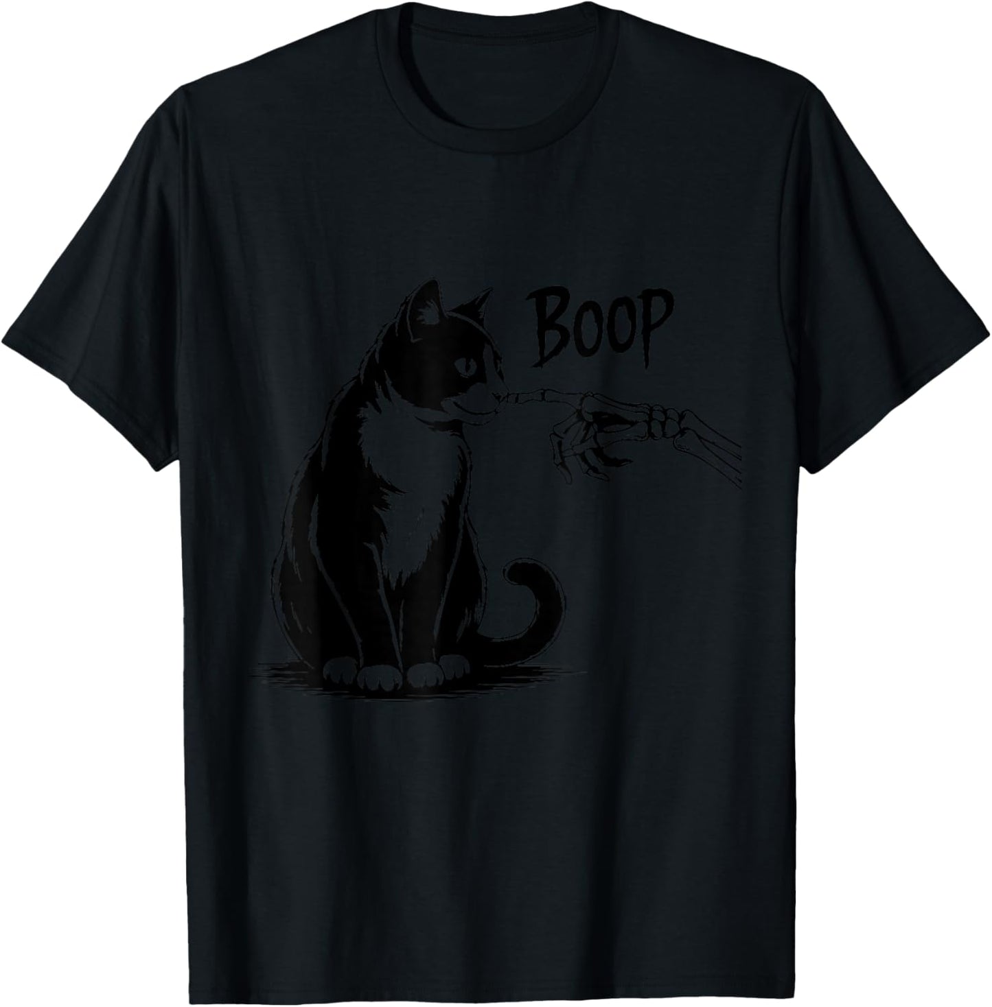 Tuxedo Cat Skeleton Boop Halloween Vintage Funny Mom Women T-Shirt - T-Shirt | Black