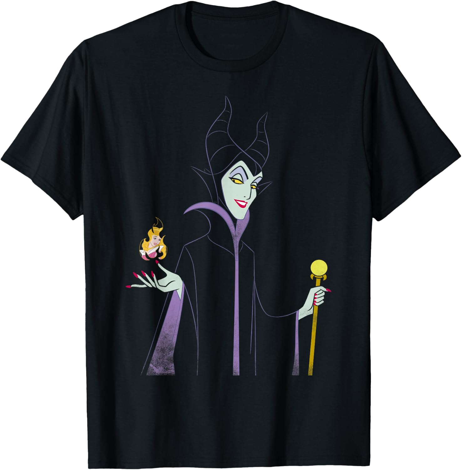 Disney Sleeping Beauty Maleficent Outline Flame T-Shirt - T-Shirt | Black