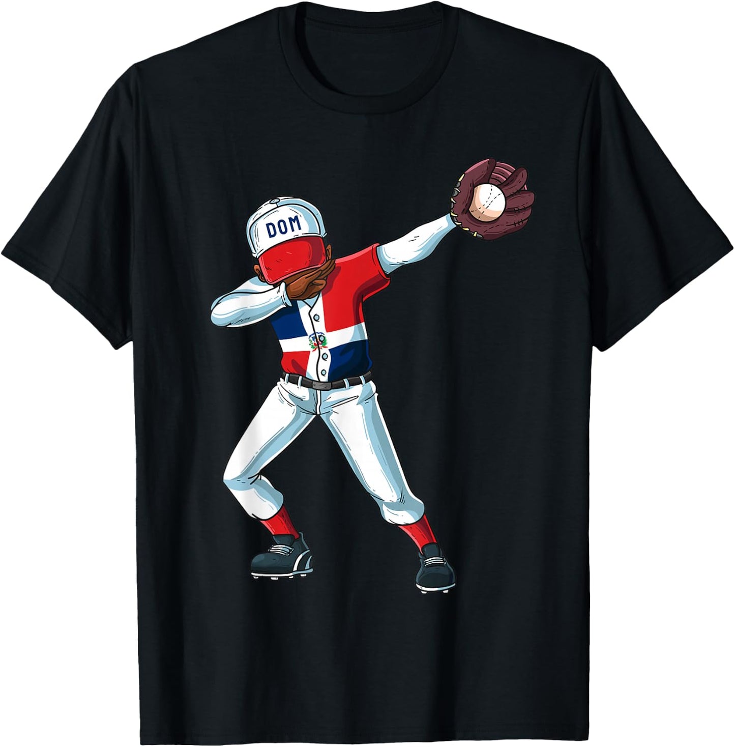Baseball Dabbing Dominican Republic Player Catcher Pitcher T-Shirt - T-Shirt | Black
