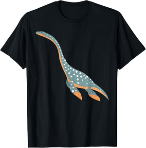 Cute Elasmosaurus | Swimming Ocean Dinosaur & Gift T-Shirt - T-Shirt | Black