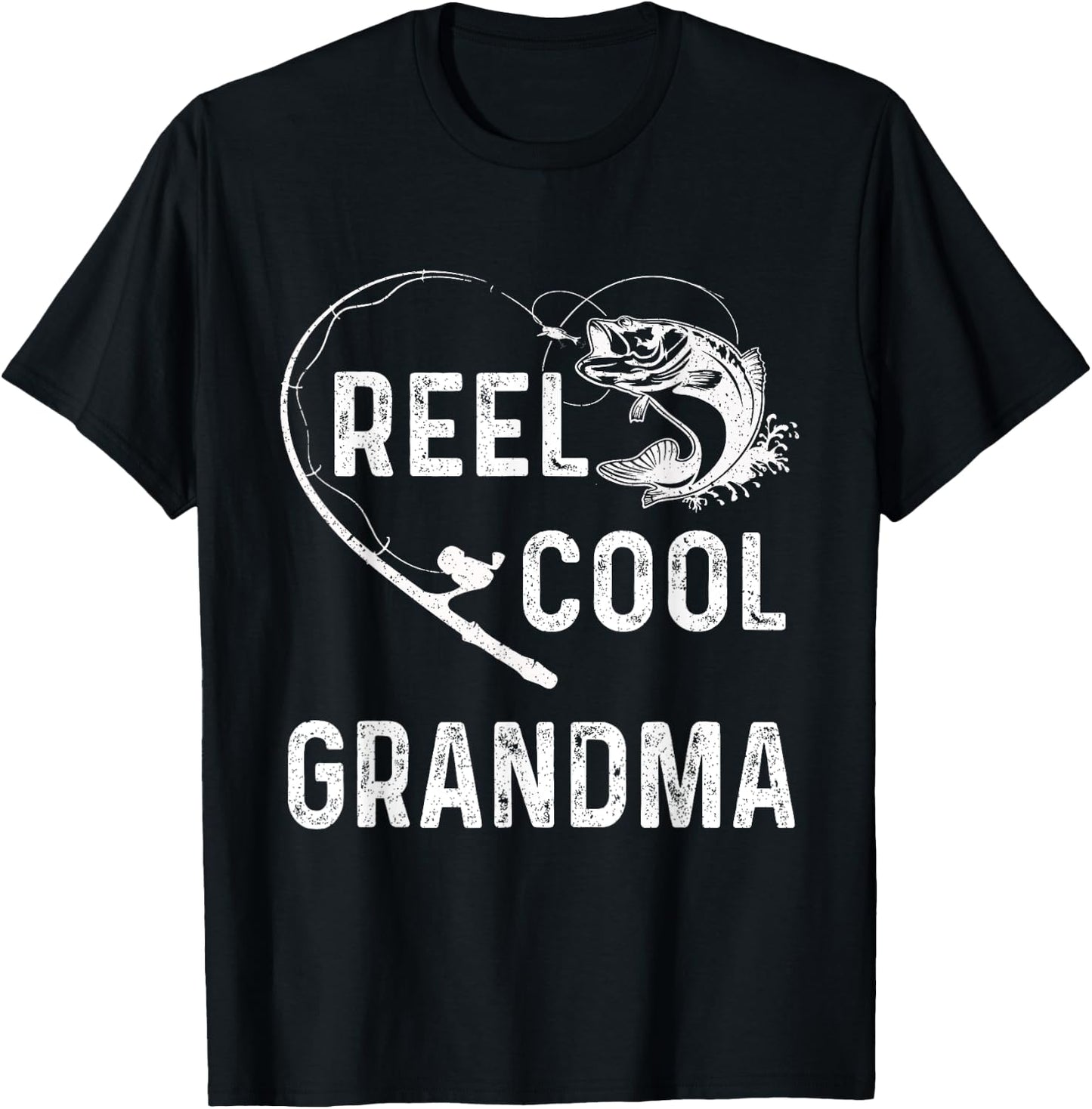 Reel Cool Grandma Retro Fishing Lover For Mothers Day T-Shirt - T-Shirt | Black