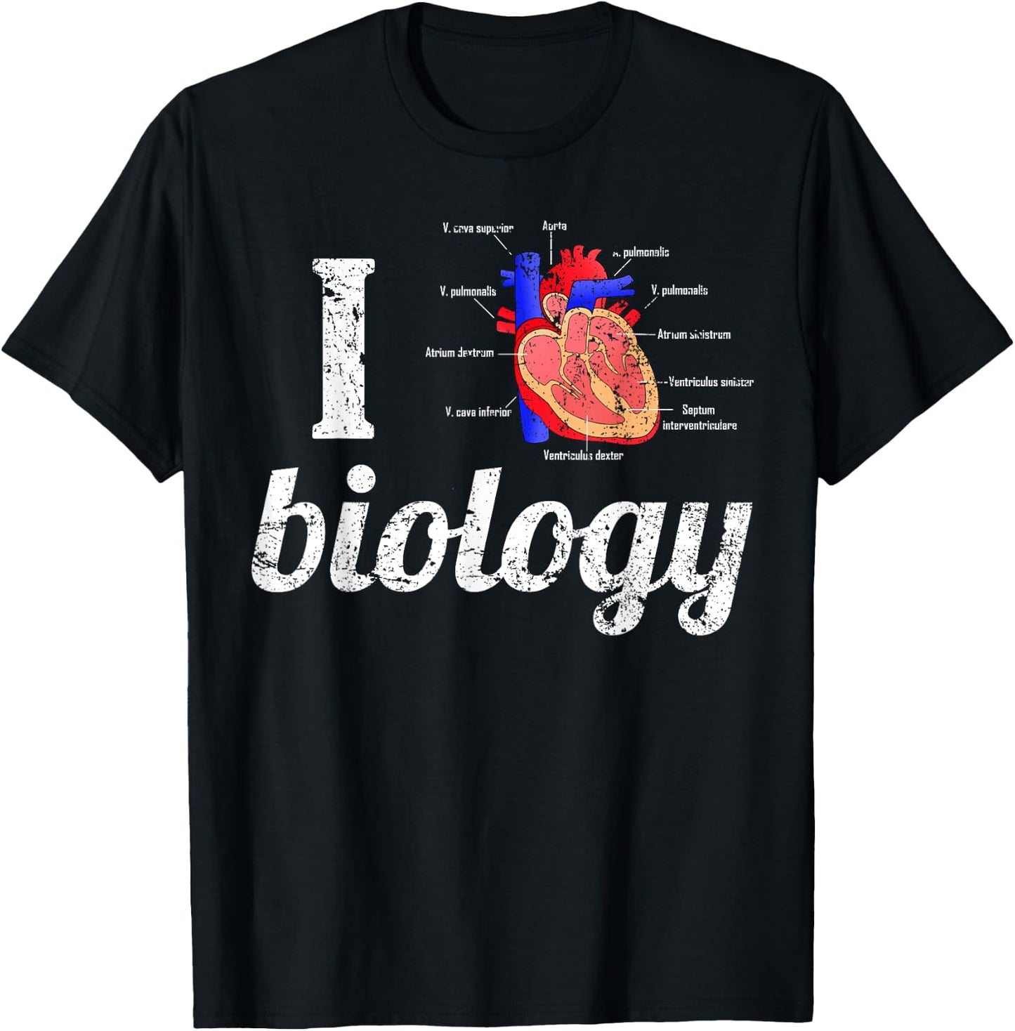 I Love Biology with Anatomical Heart T-Shirt - T-Shirt | Black