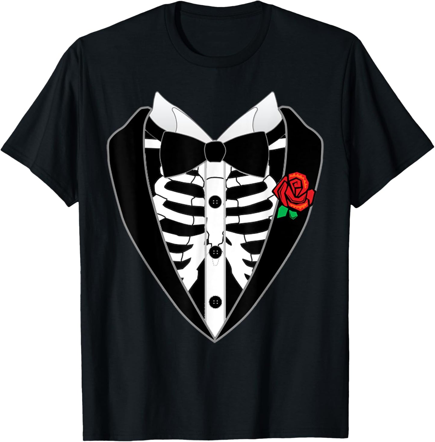 Halloween Costume Tuxedo Skeleton Bow Tie Tux Funny T-Shirt - T-Shirt | Black