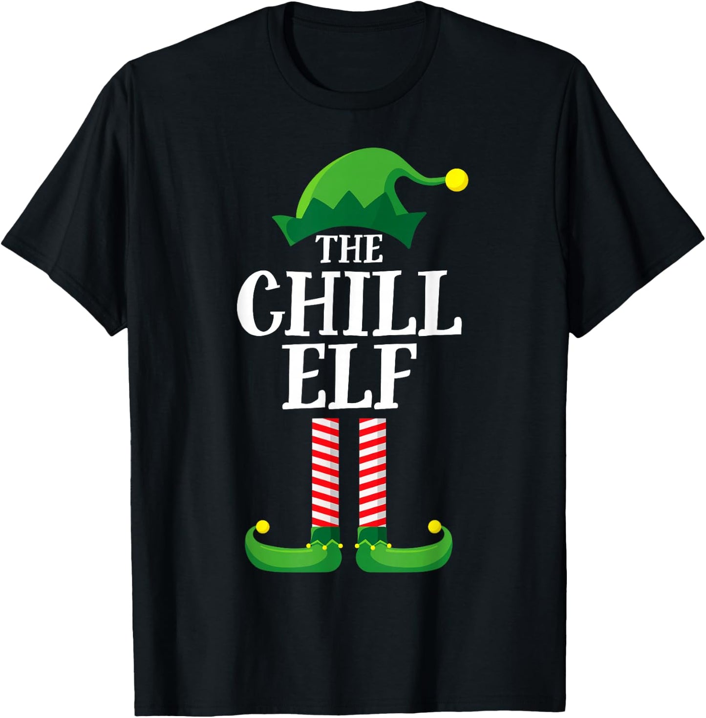 Chill Elf Matching Family Group Christmas Party Pyjamas T-Shirt - T-Shirt | Black