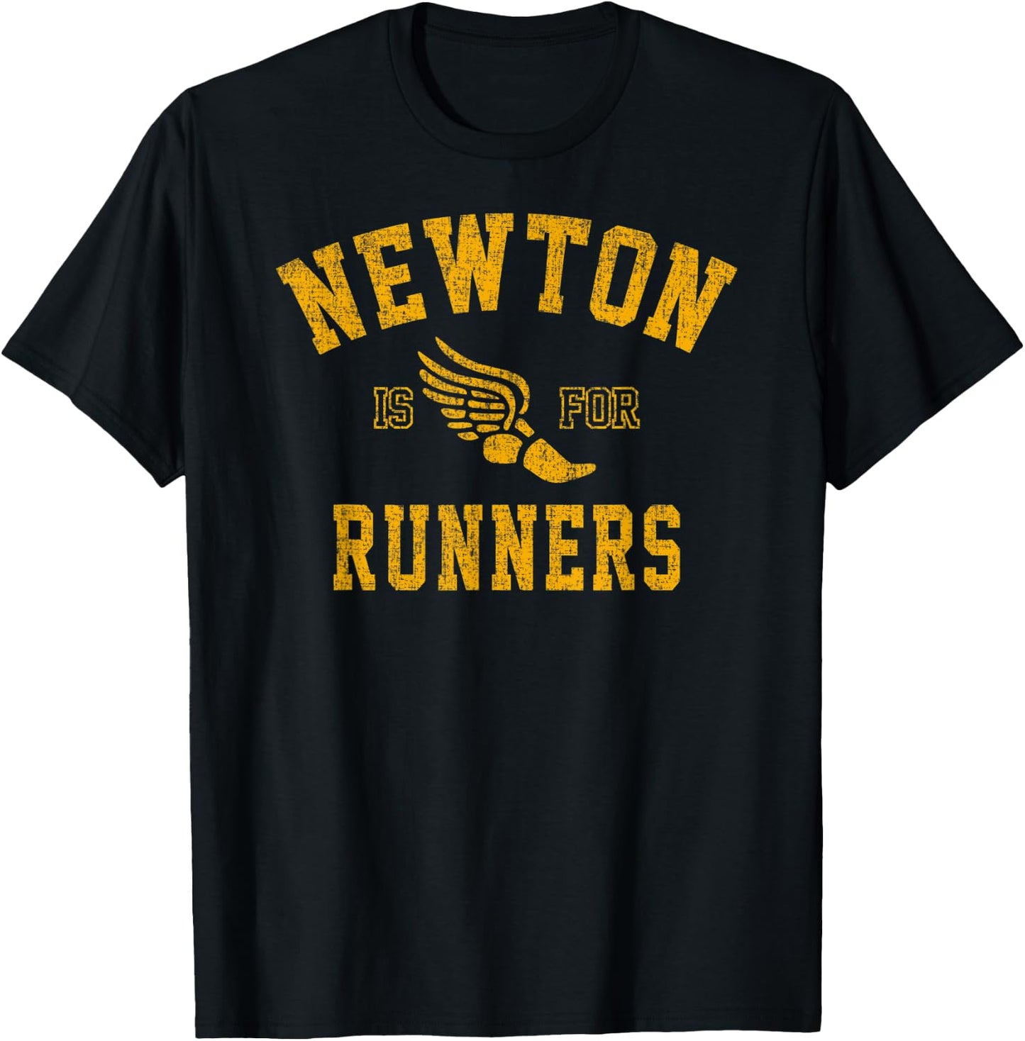 Vintage Style Newton Massachusetts is For Runners T-Shirt - T-Shirt | Black