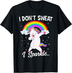 I Don't Sweat I Sparkle Unicorn Women Christmas Gift T-Shirt - T-Shirt | Black