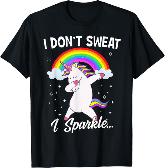 I Don't Sweat I Sparkle Unicorn Women Christmas Gift T-Shirt - T-Shirt | Black
