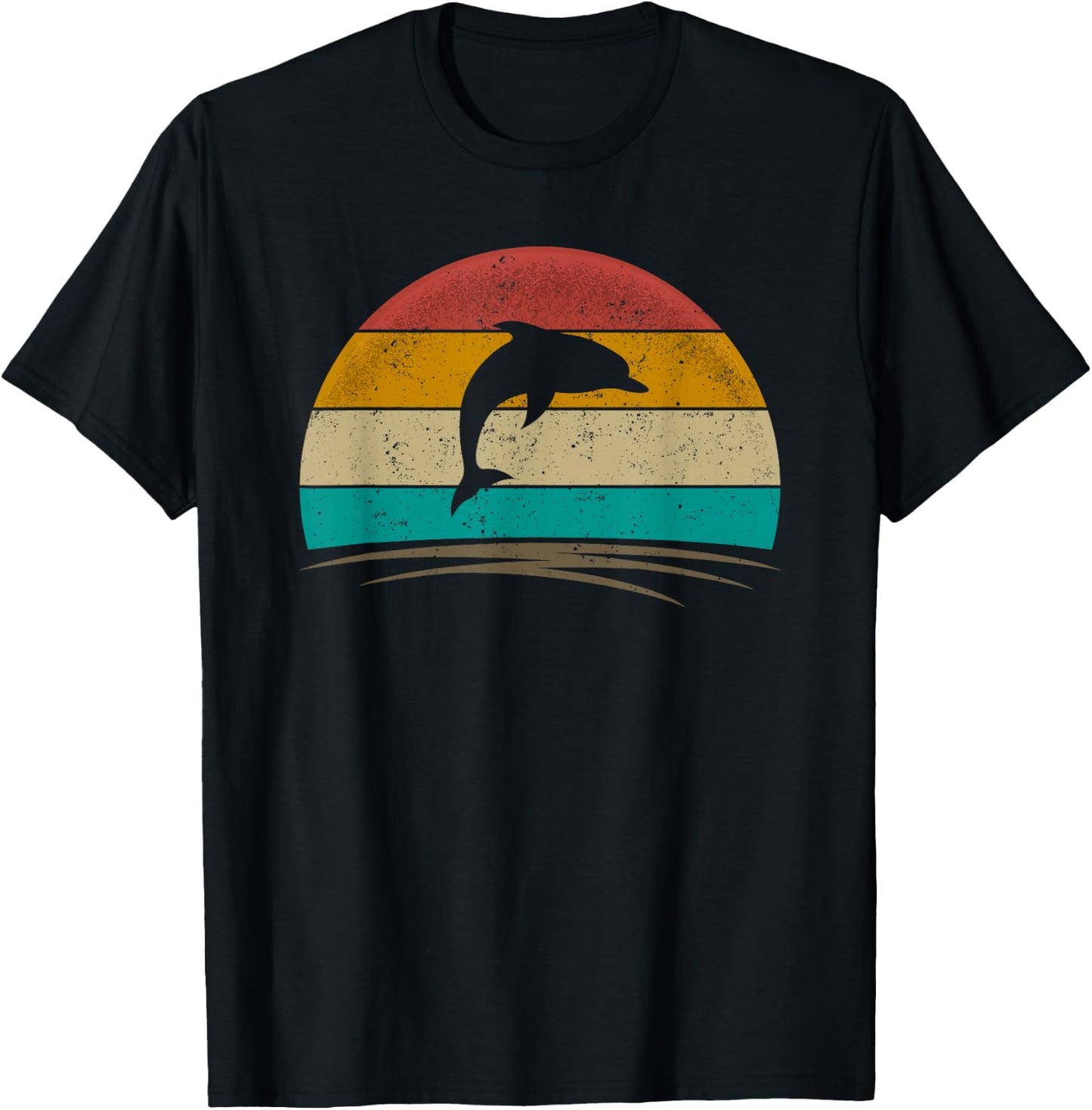 Dolphin Shirt Retro Style Sea Animal Whale Marine Biology T-Shirt - T-Shirt | Black
