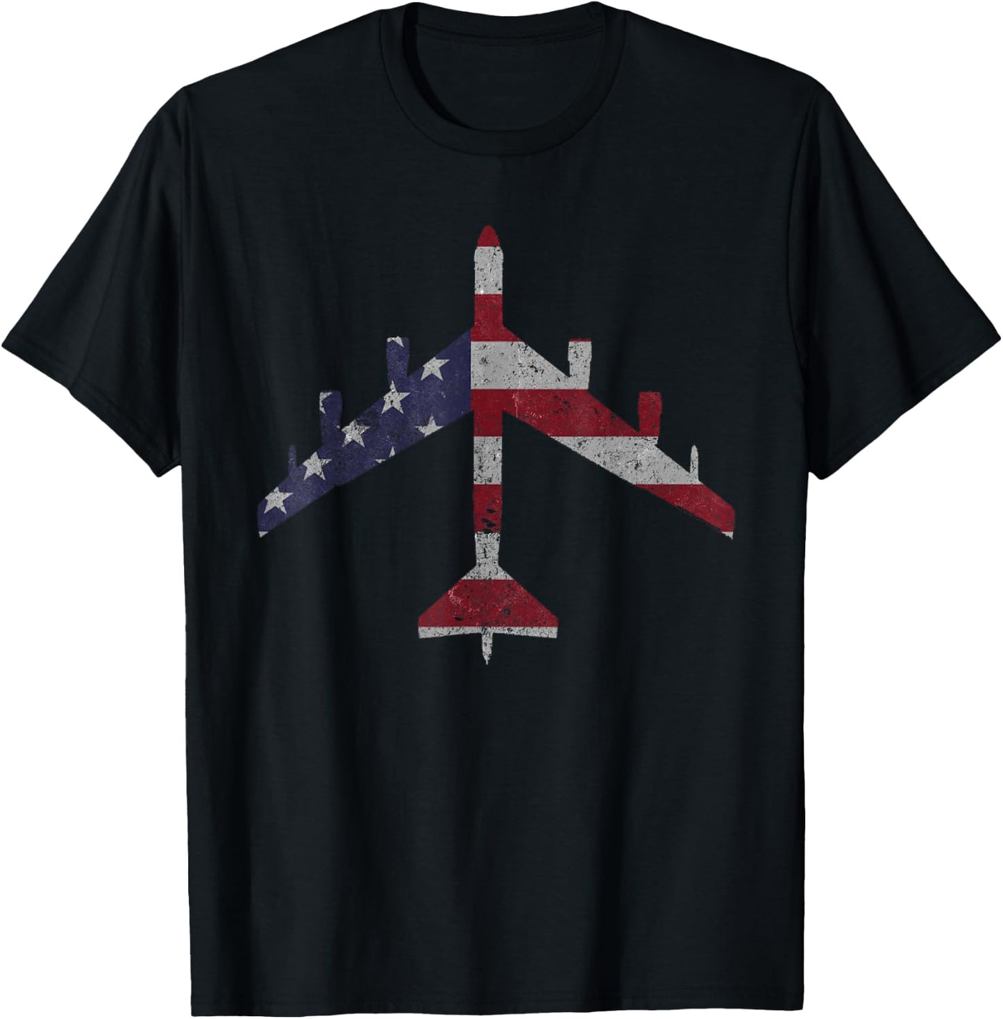 B-52 Stratofortress Silhouette American Flag Women Kids Men T-Shirt - T-Shirt | Black