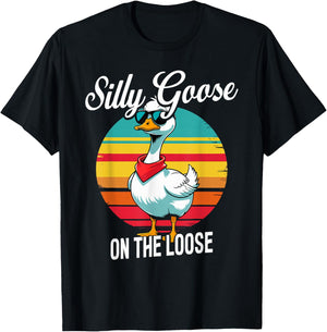 Silly Goose On The Loose, Funny Goose T-Shirt - T-Shirt | Black