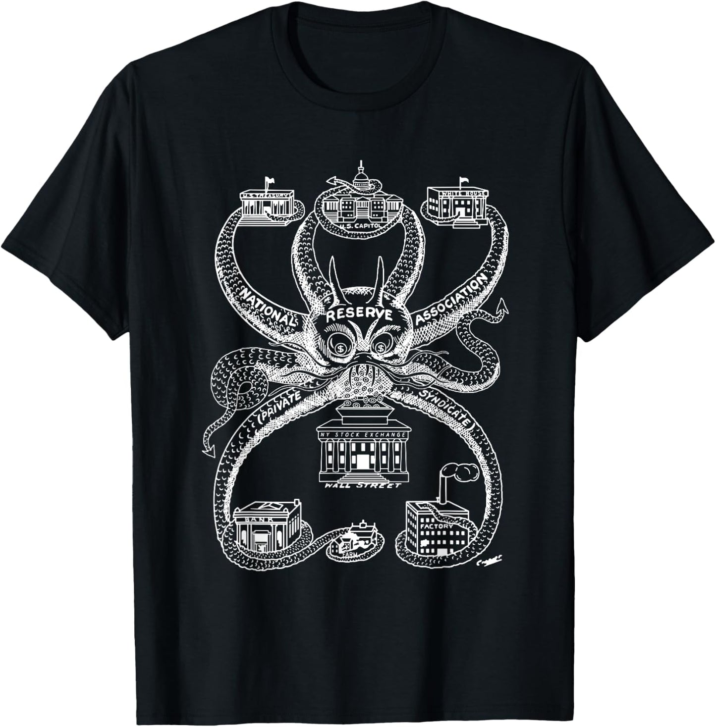 Aldrich Plan - Federal Reserve Octopus Shirt T-Shirt - T-Shirt | Black