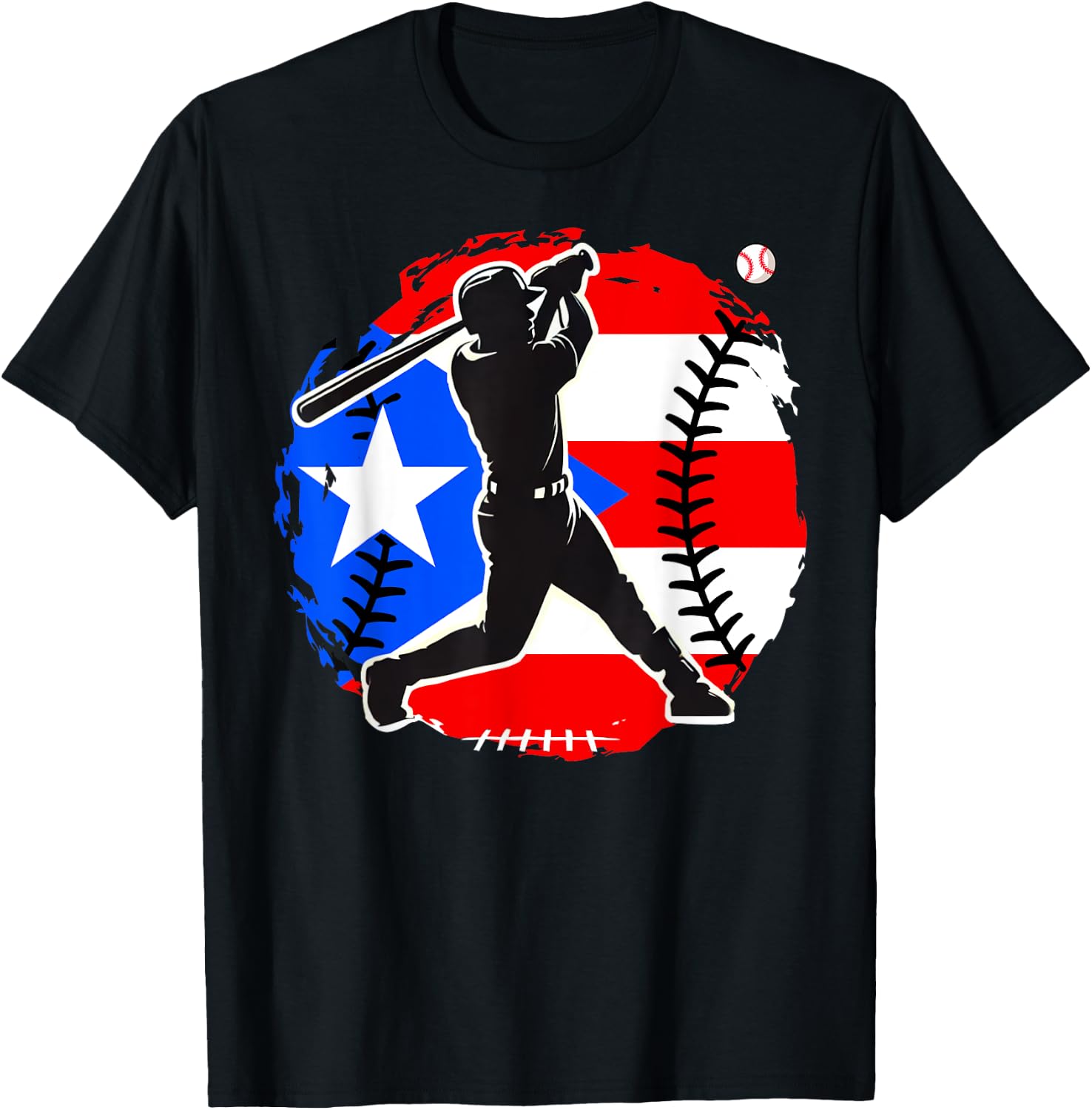 Baseball Pitcher Puerto Rico Flag Puerto Rican Softball T-Shirt - T-Shirt | Black