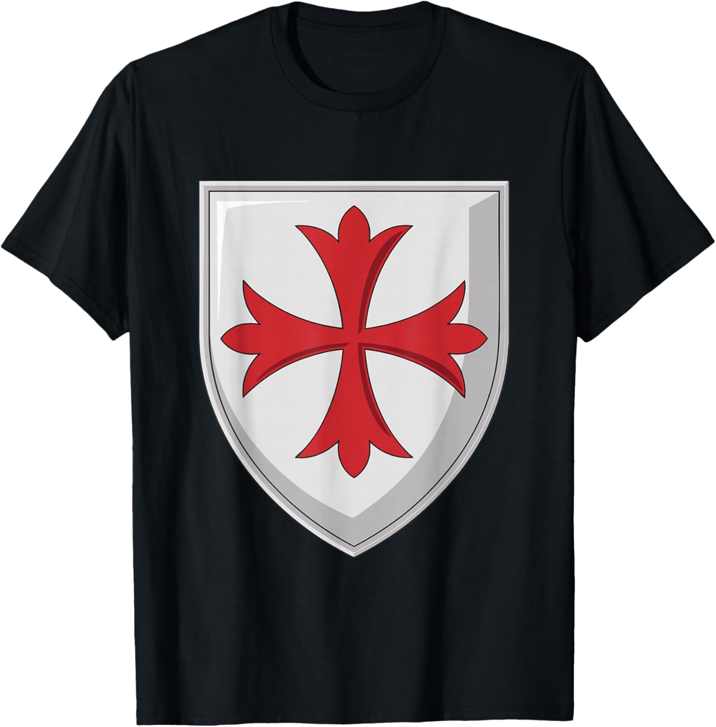 Medieval Shield Crusader Cross on T-Shirt - T-Shirt | Black