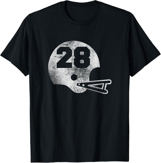 Vintage Football Jersey Number 28 Player Number T-Shirt - T-Shirt | Black