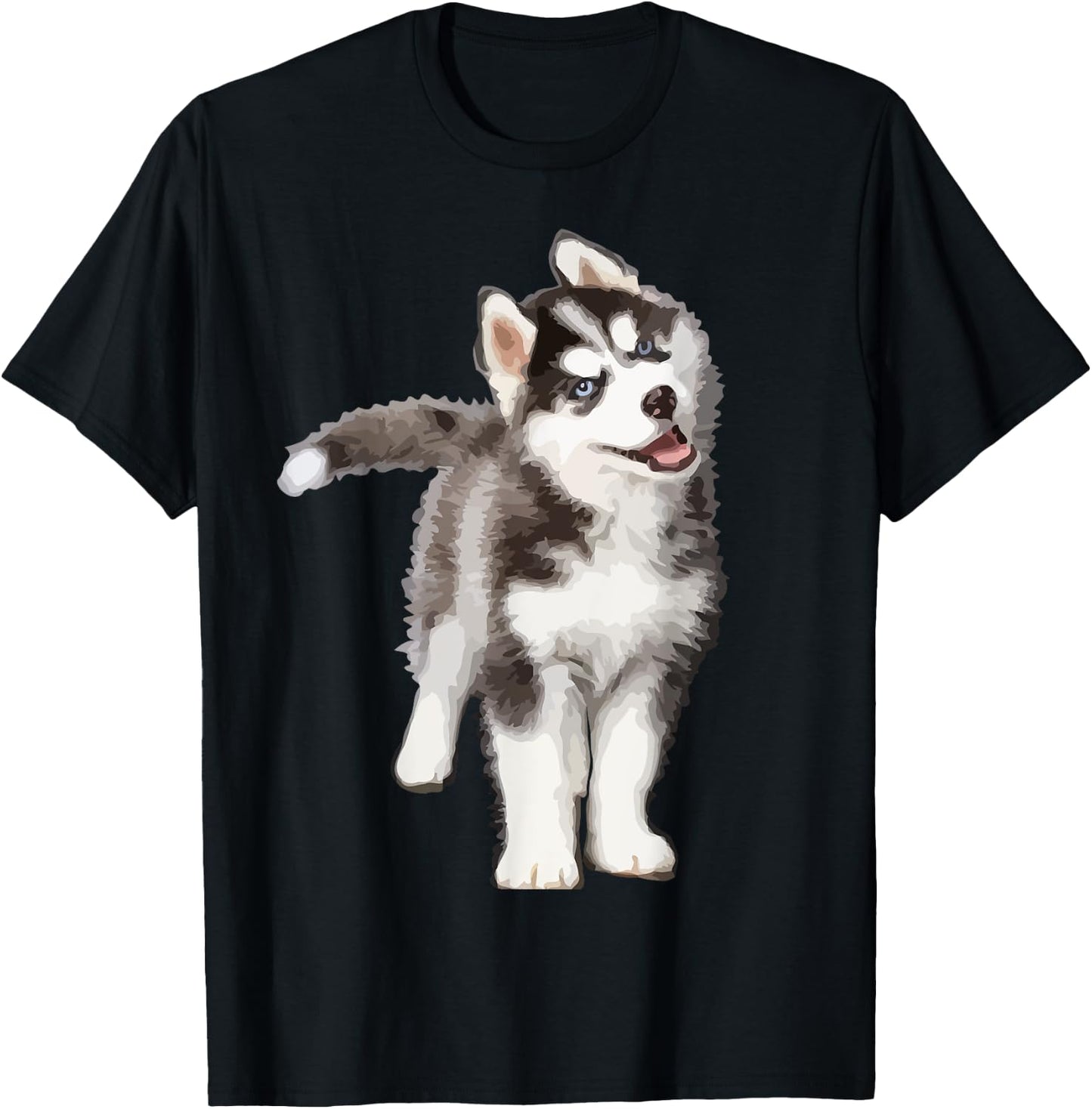 Casual Pomsky Portrait Shirt Graphic Art Men Women Kids Gift T-Shirt - T-Shirt | Black