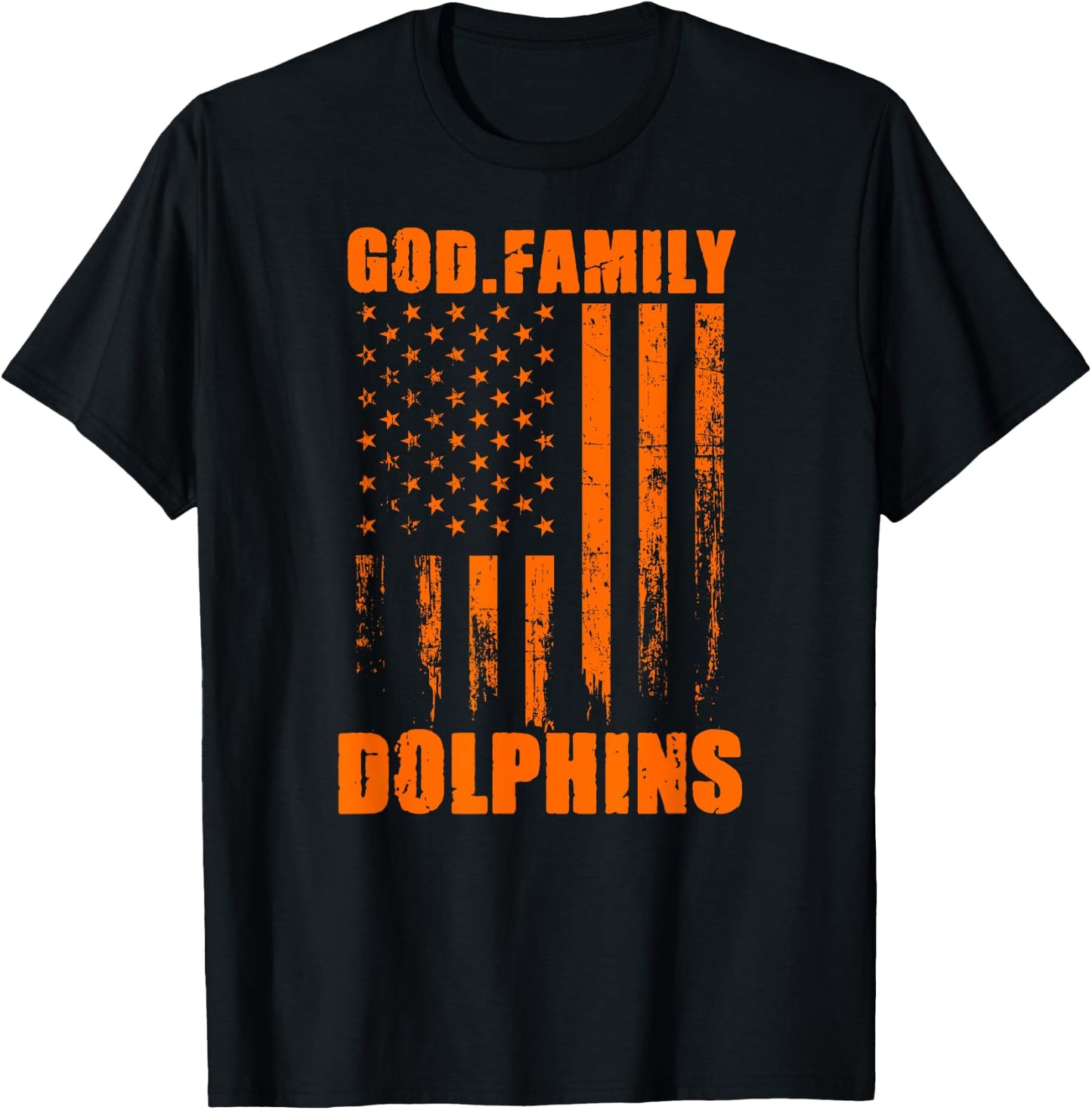 Mosley Dolphins God. Family. Vintage USA Flag T-Shirt - T-Shirt | Black