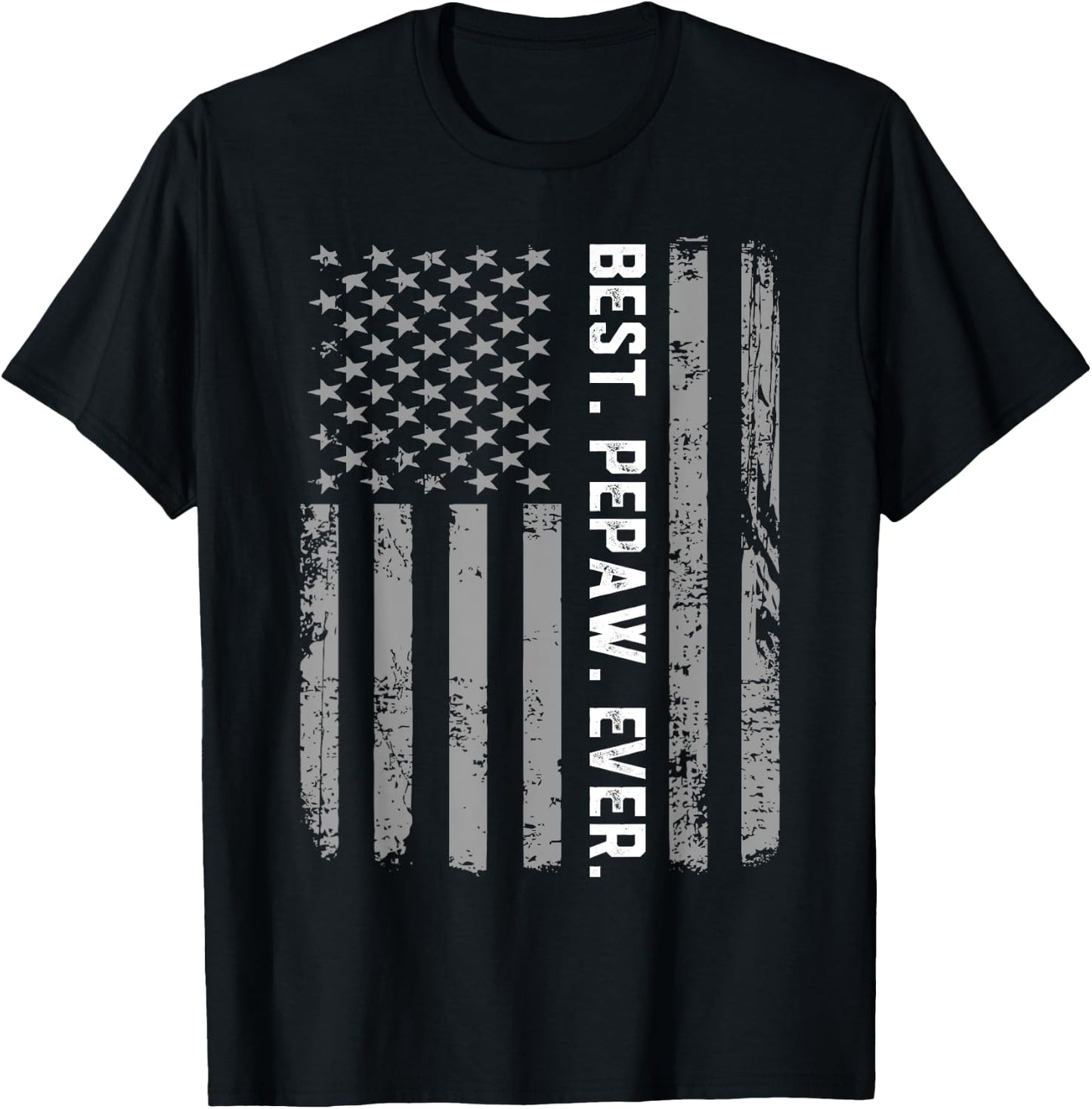 Best Pepaw Ever Vintage American Flag T Shirt Women Kids Men T-Shirt - T-Shirt | Black