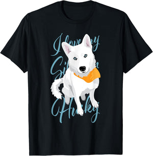 Claras White Husky Adults Siberian Husky Dog , Black, Short Sleeve, Small T-Shirt - T-Shirt | Black
