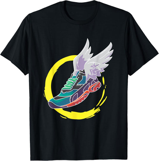 Winged Sneaker Running Shoe Track and Field T-Shirt - T-Shirt | Black