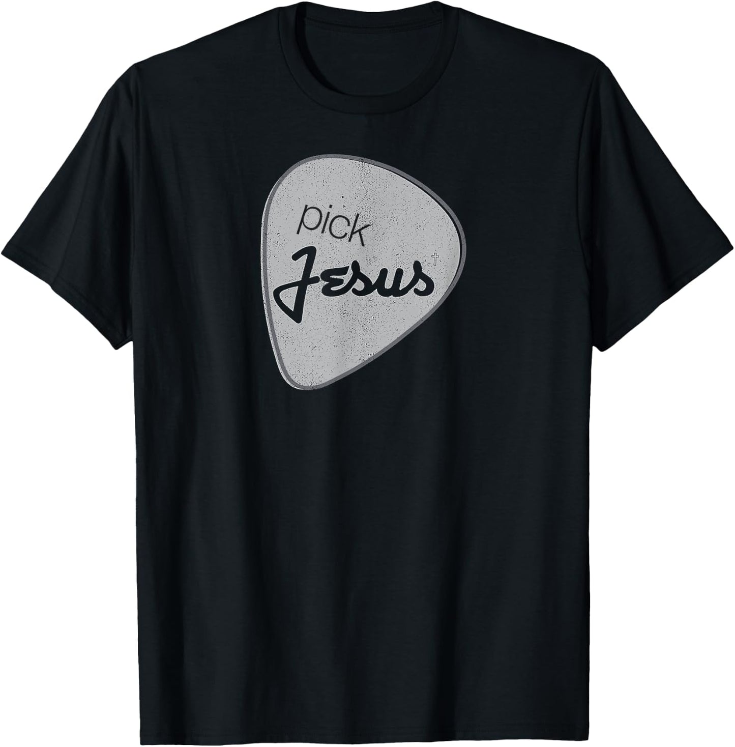 Pick Jesus Shirt Vintage Christian Guitar Pick T-Shirt - T-Shirt | Black