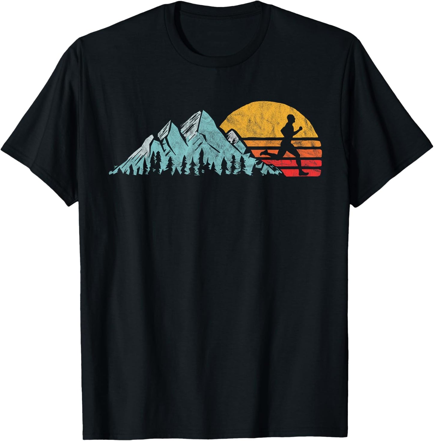 Mountain Runner - Retro Style Vintage Running T-Shirt - T-Shirt | Black
