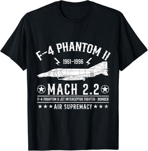 F-4 Phantom II Air Supremacy Jet Fighter Military Aviation T-Shirt - T-Shirt | Black