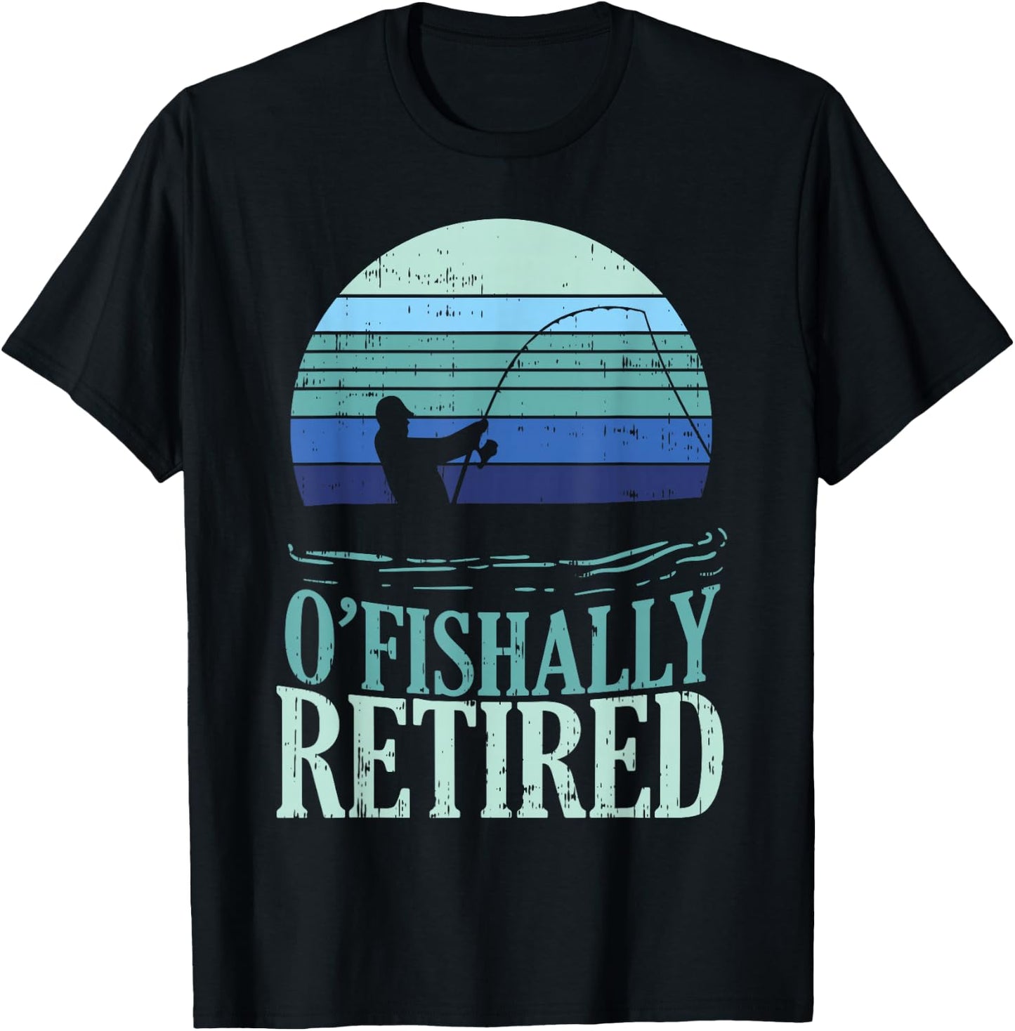 Ofishally Retired Fishing Retro Retirement Dad Men Gift T-Shirt - T-Shirt | Black