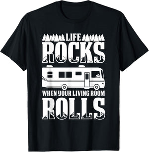 Funny Camping RV Life Full-Time Travel Camper Humor T-Shirt - T-Shirt | Black