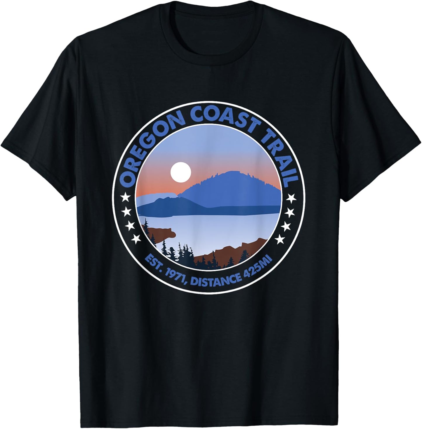 Oregon Coast Trial - American Long-Distance Trail T-Shirt - T-Shirt | Black