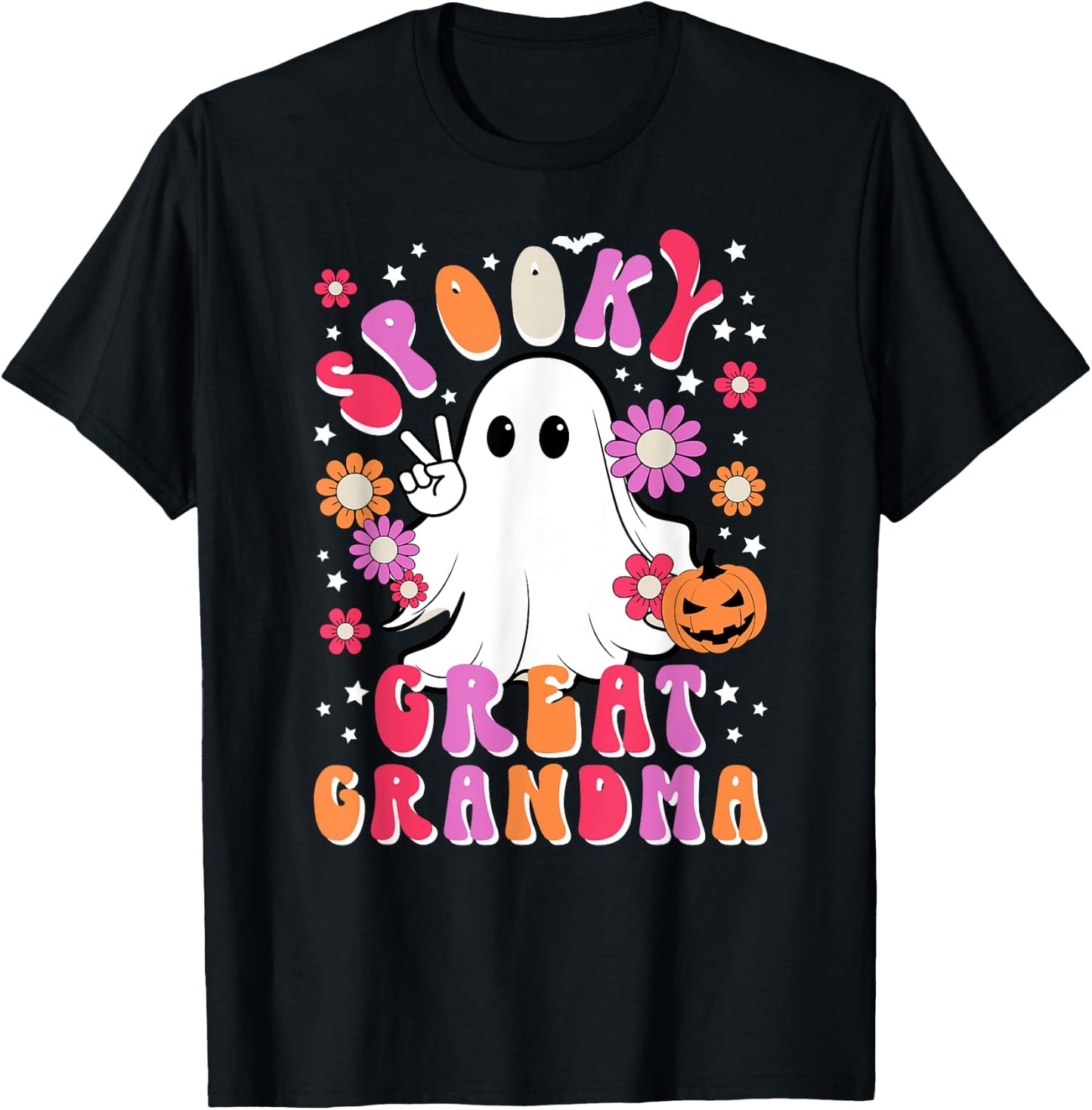 Spooky Great Grandma Halloween Great Grandmother Groovy T-Shirt - T-Shirt | Black