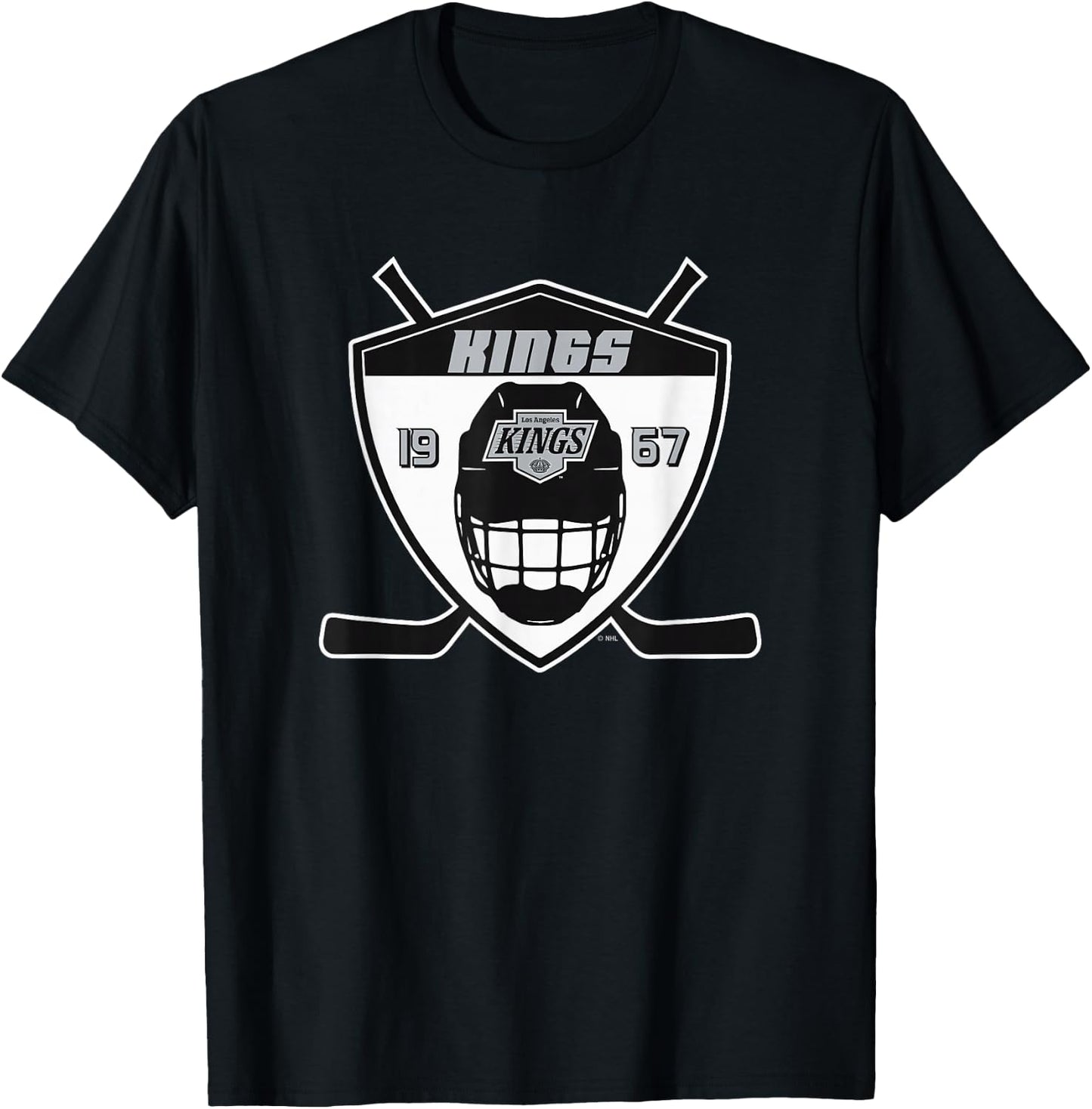 Los Angeles Kings Shield Dark Heather Officially Licensed T-Shirt - T-Shirt | Black