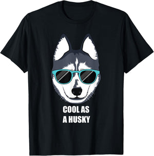 Malamute Cool as a Siberian Husky Shirt with Sunglasses T-Shirt - T-Shirt | Black