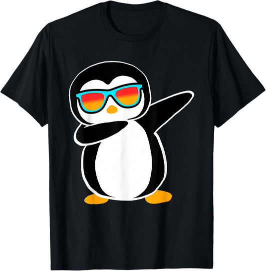 Dabbing Penguin Cute Animal Birthday Party Gift T-Shirt - T-Shirt | Black