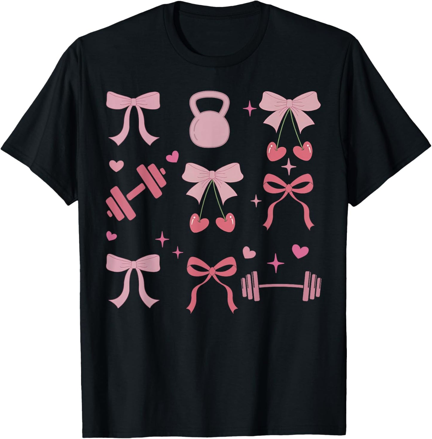 Coquette Bow Workout Weightlifting Gym Fitness Deadlift T-Shirt - T-Shirt | Black
