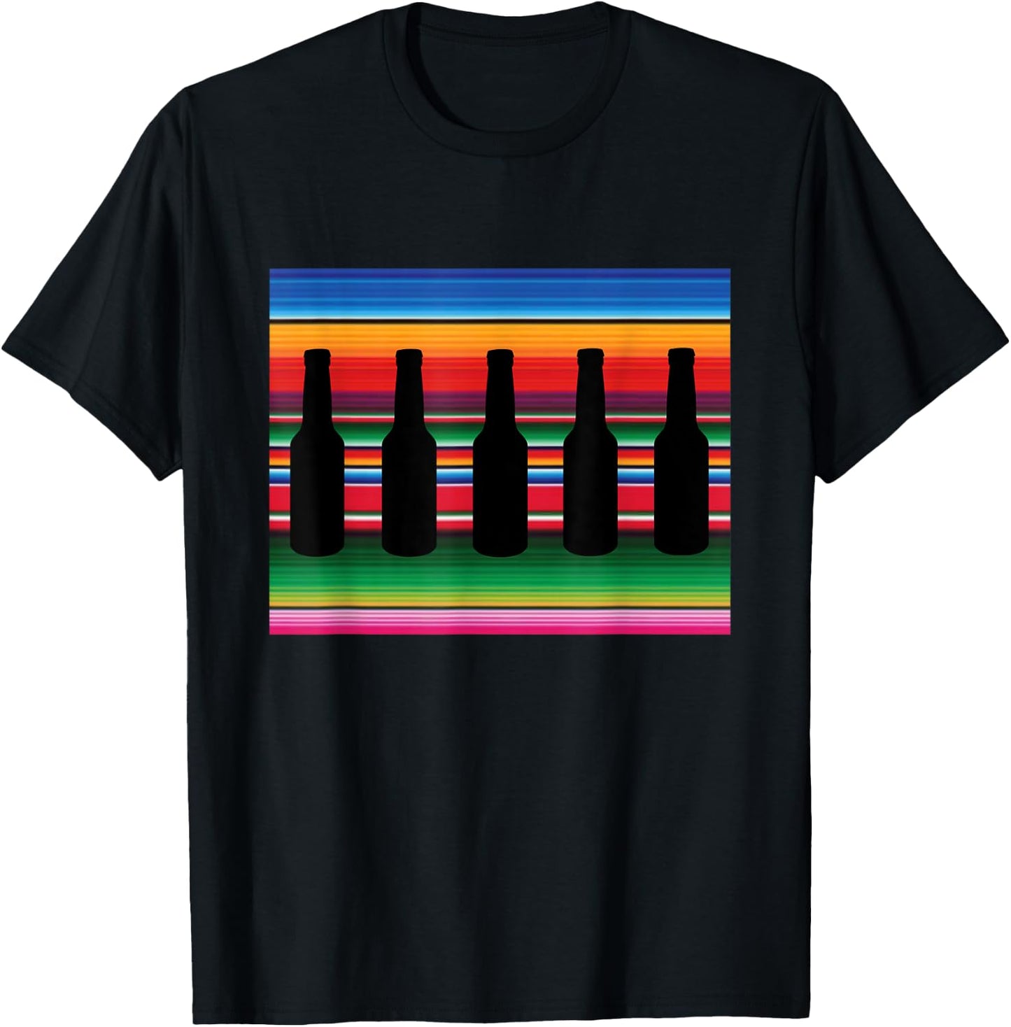 Mexican Blanket Beer T Shirt Serape Funny Beer Shirt T-Shirt - T-Shirt | Black